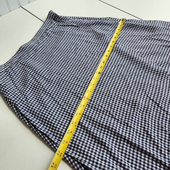 LOFT Women's Skirt Faux Wrap Gingham Black White Midi Lined Hi Low Hem Size 8 - Picture 3 of 10